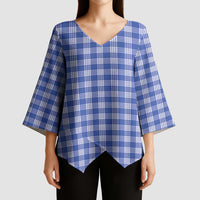 Royal Blue Japanese Palaka Pride Kimono Sleeve Blouse - Polynesian Pride