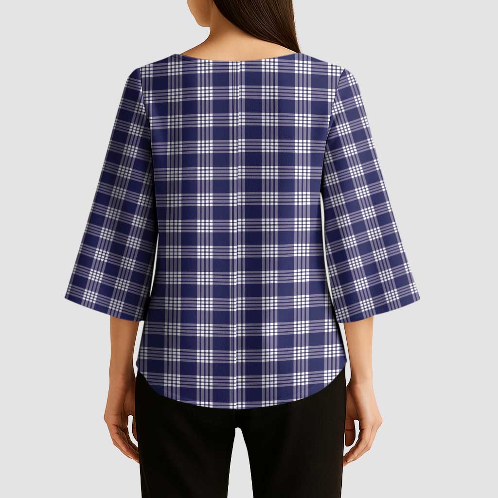 Navy Blue Japanese Palaka Pride Kimono Sleeve Blouse - Polynesian Pride