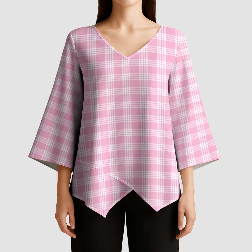 Light Pink Japanese Palaka Pride Kimono Sleeve Blouse - Polynesian Pride