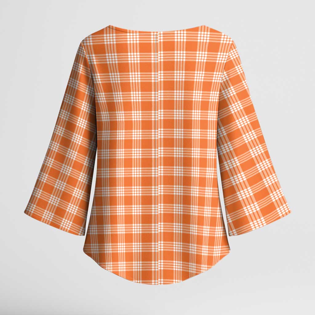 Orange Japanese Palaka Pride Kimono Sleeve Blouse - Polynesian Pride