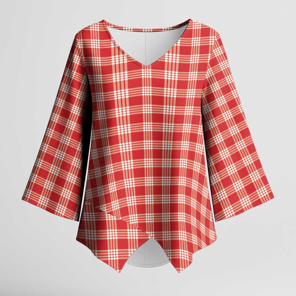 Red Japanese Palaka Pride Kimono Sleeve Blouse - Polynesian Pride