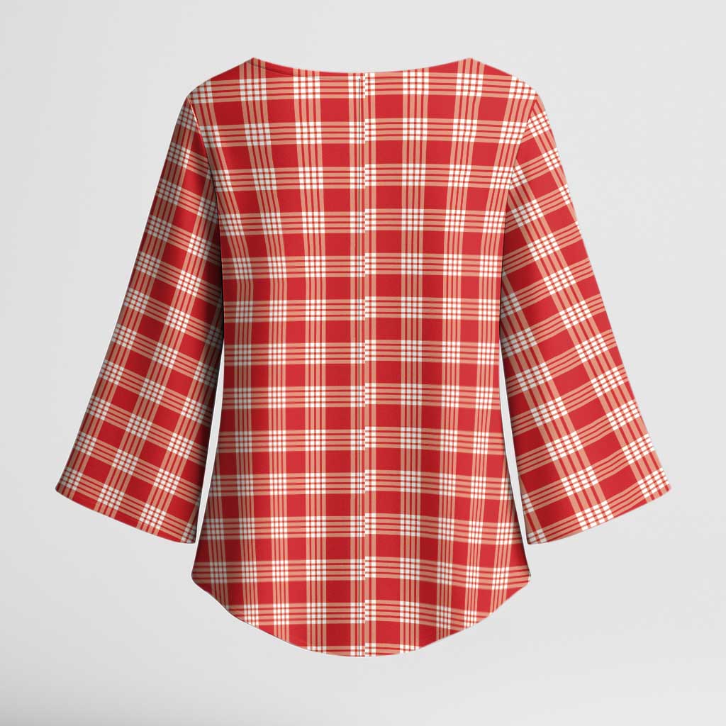 Red Japanese Palaka Pride Kimono Sleeve Blouse - Polynesian Pride