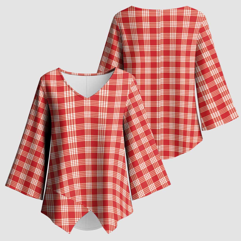 Red Japanese Palaka Pride Kimono Sleeve Blouse - Polynesian Pride