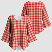 Red Japanese Palaka Pride Kimono Sleeve Blouse - Polynesian Pride