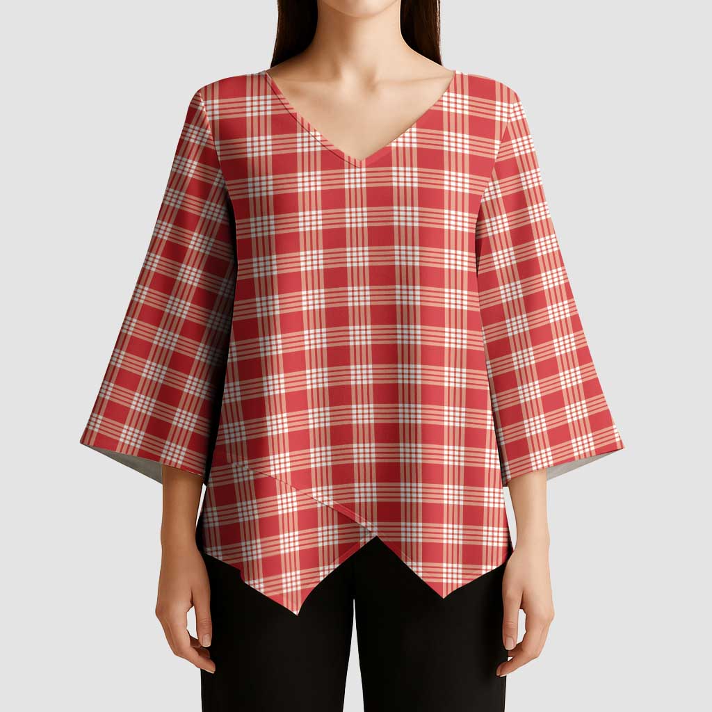 Red Japanese Palaka Pride Kimono Sleeve Blouse - Polynesian Pride