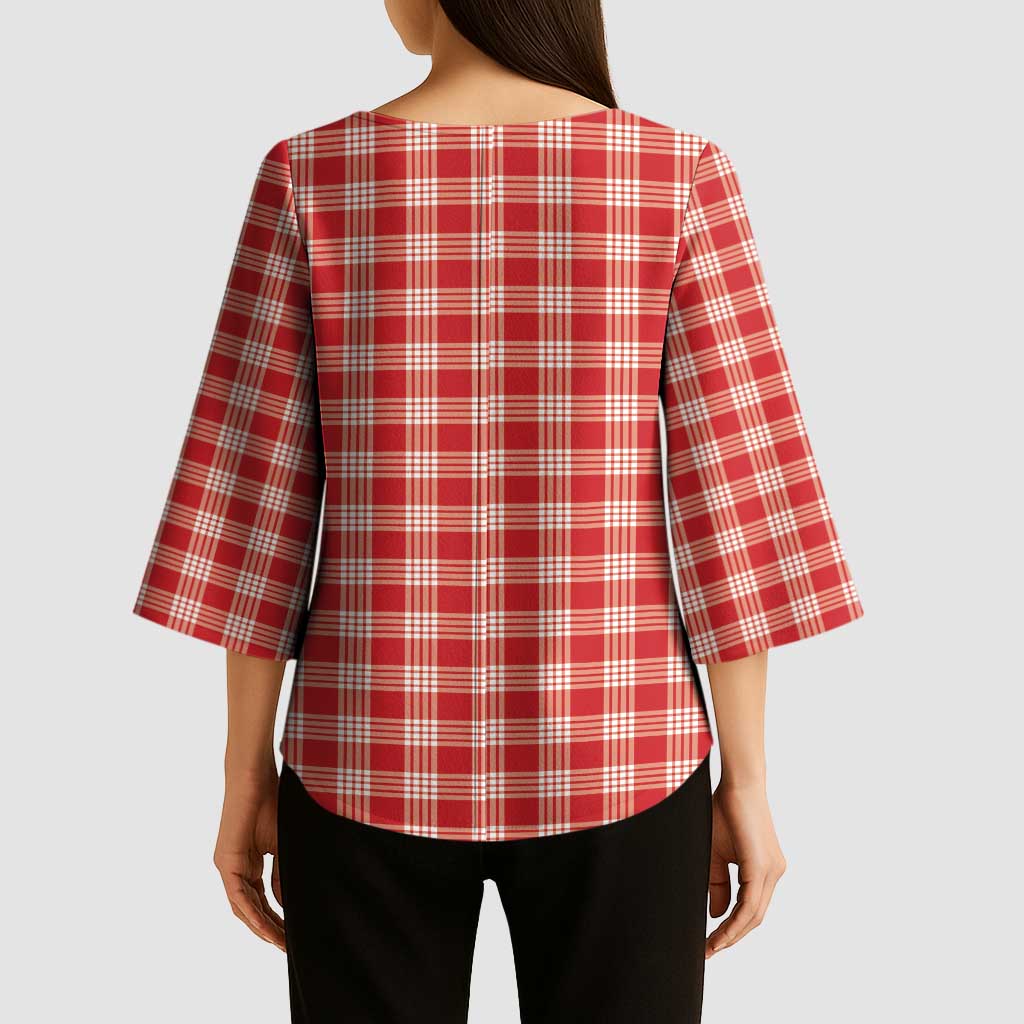 Red Japanese Palaka Pride Kimono Sleeve Blouse - Polynesian Pride