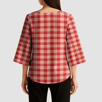 Red Japanese Palaka Pride Kimono Sleeve Blouse - Polynesian Pride