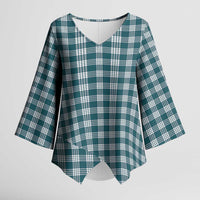 Dark Teal Japanese Palaka Pride Kimono Sleeve Blouse LT14 Female Dark Teal - Polynesian Pride