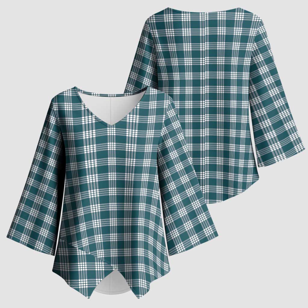 Dark Teal Japanese Palaka Pride Kimono Sleeve Blouse LT14 - Polynesian Pride