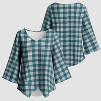 Dark Teal Japanese Palaka Pride Kimono Sleeve Blouse LT14 - Polynesian Pride