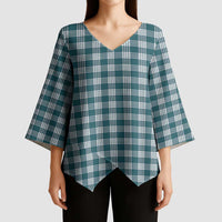 Dark Teal Japanese Palaka Pride Kimono Sleeve Blouse LT14 - Polynesian Pride
