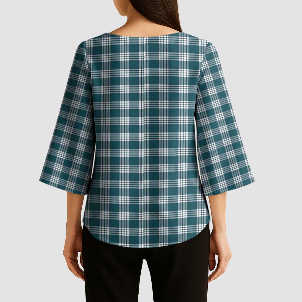 Dark Teal Japanese Palaka Pride Kimono Sleeve Blouse LT14 - Polynesian Pride