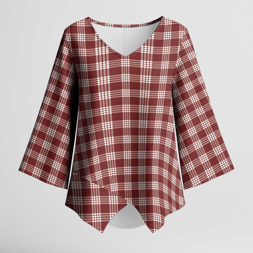 Burgundy Japanese Palaka Pride Kimono Sleeve Blouse - Polynesian Pride
