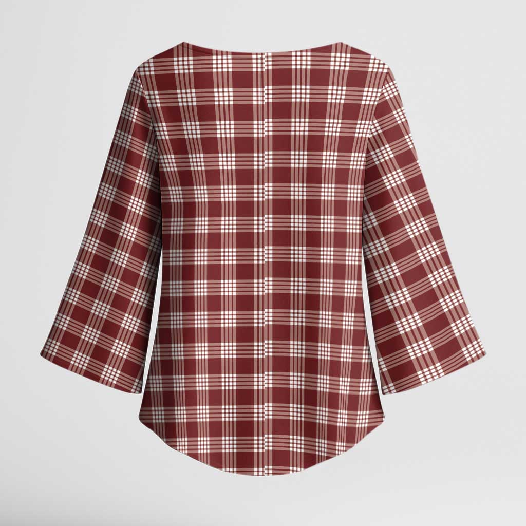 Burgundy Japanese Palaka Pride Kimono Sleeve Blouse - Polynesian Pride