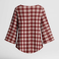 Burgundy Japanese Palaka Pride Kimono Sleeve Blouse - Polynesian Pride