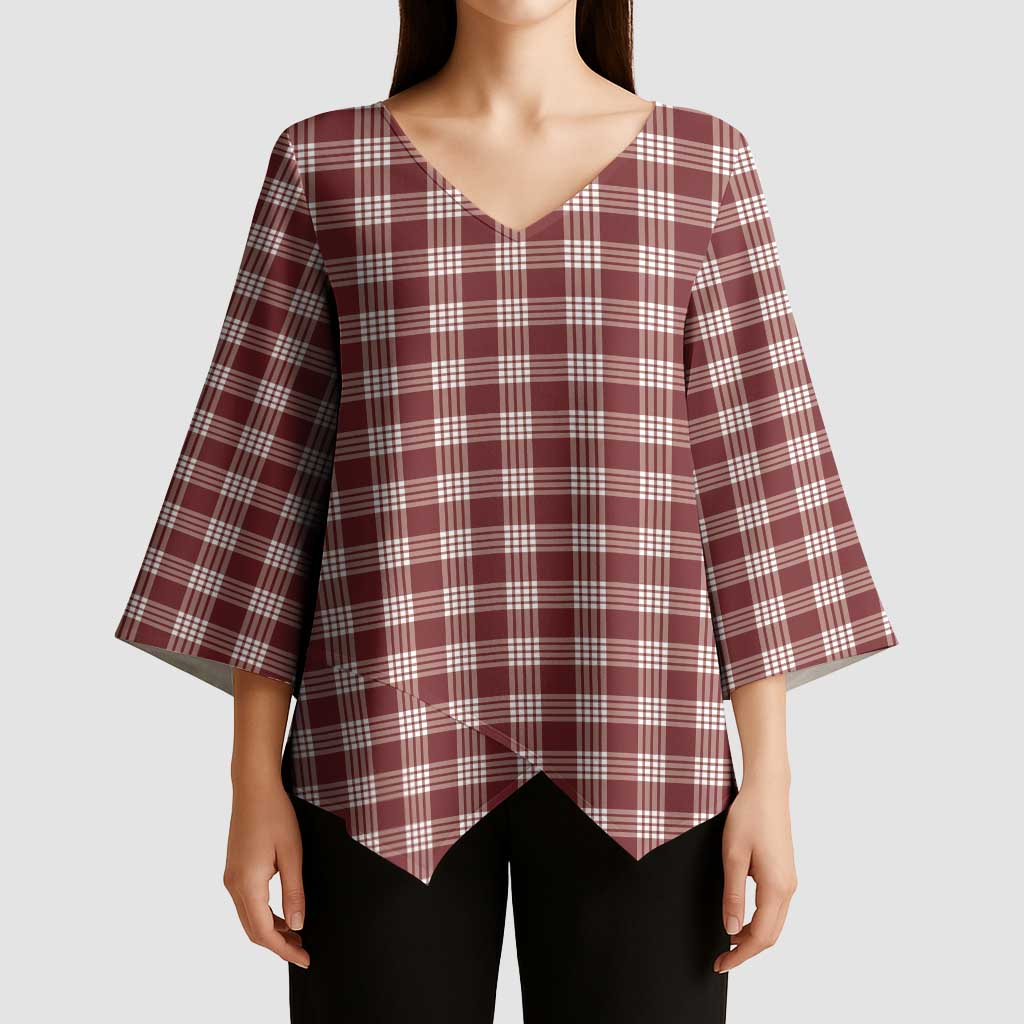 Burgundy Japanese Palaka Pride Kimono Sleeve Blouse - Polynesian Pride