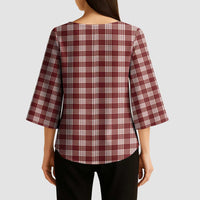 Burgundy Japanese Palaka Pride Kimono Sleeve Blouse - Polynesian Pride