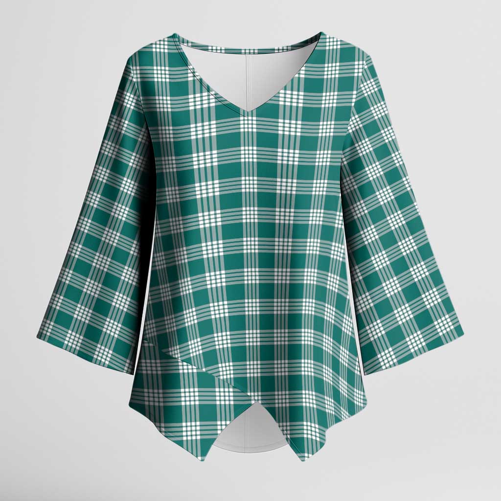 Teal Japanese Palaka Pride Kimono Sleeve Blouse LT14 Female Teal - Polynesian Pride