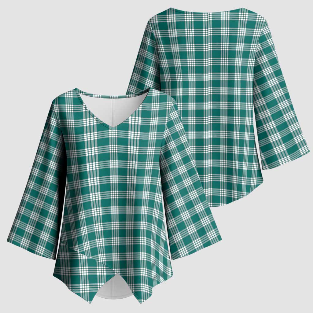 Teal Japanese Palaka Pride Kimono Sleeve Blouse - Polynesian Pride