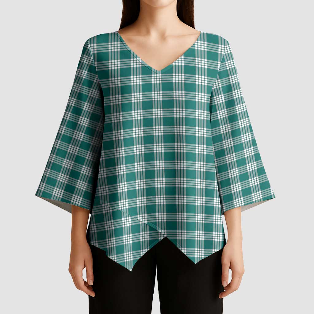 Teal Japanese Palaka Pride Kimono Sleeve Blouse - Polynesian Pride