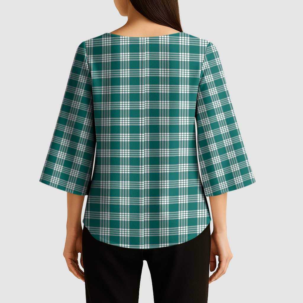 Teal Japanese Palaka Pride Kimono Sleeve Blouse - Polynesian Pride