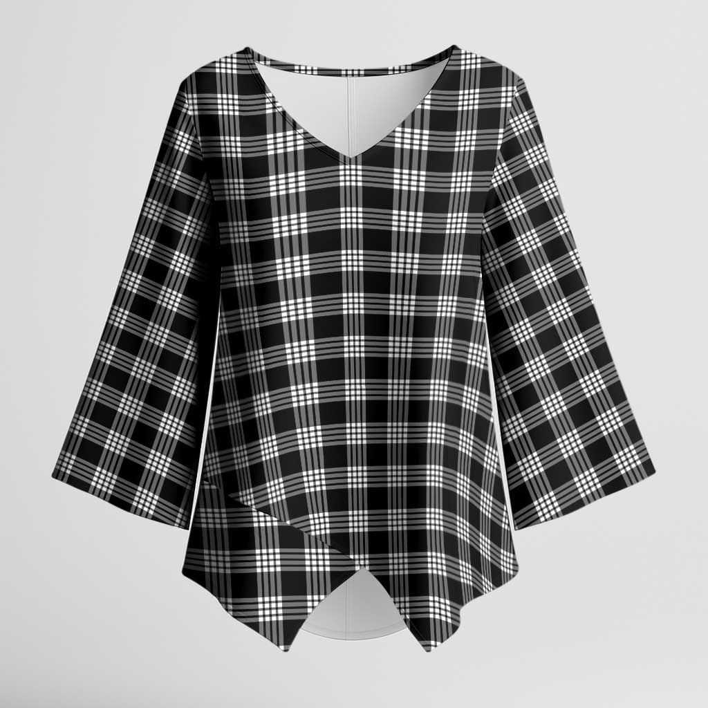 Black Japanese Palaka Pride Kimono Sleeve Blouse LT14 Female Black - Polynesian Pride