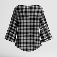 Black Japanese Palaka Pride Kimono Sleeve Blouse - Polynesian Pride