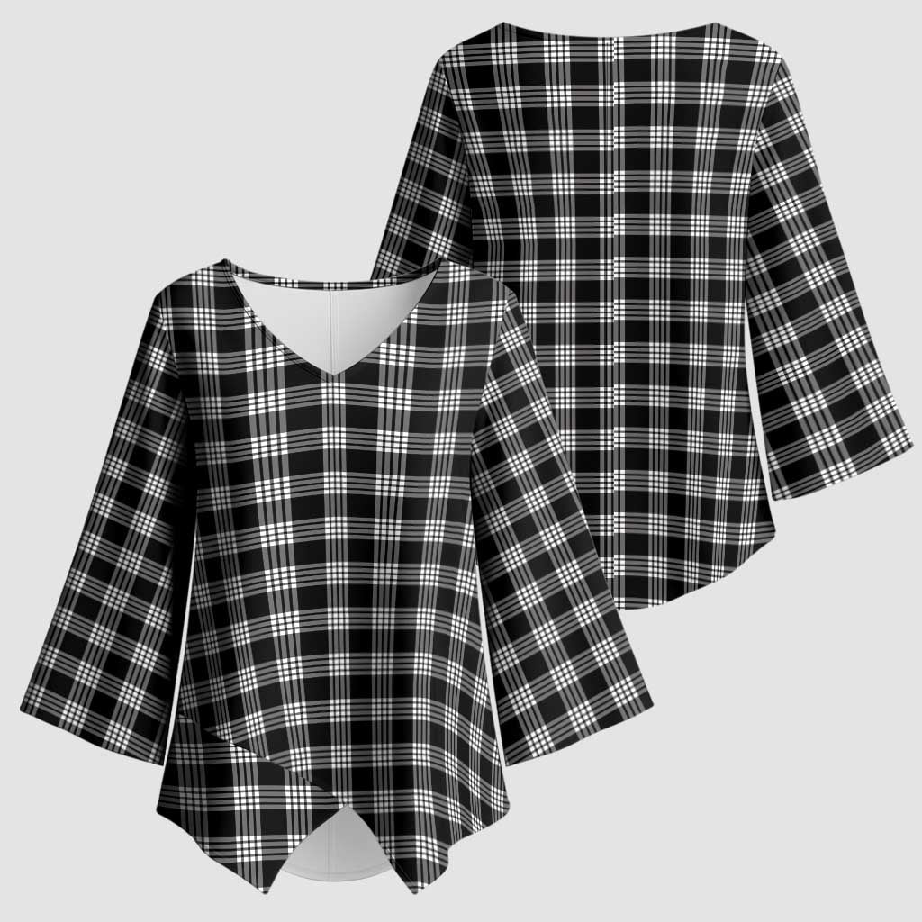 Black Japanese Palaka Pride Kimono Sleeve Blouse - Polynesian Pride