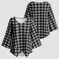 Black Japanese Palaka Pride Kimono Sleeve Blouse - Polynesian Pride