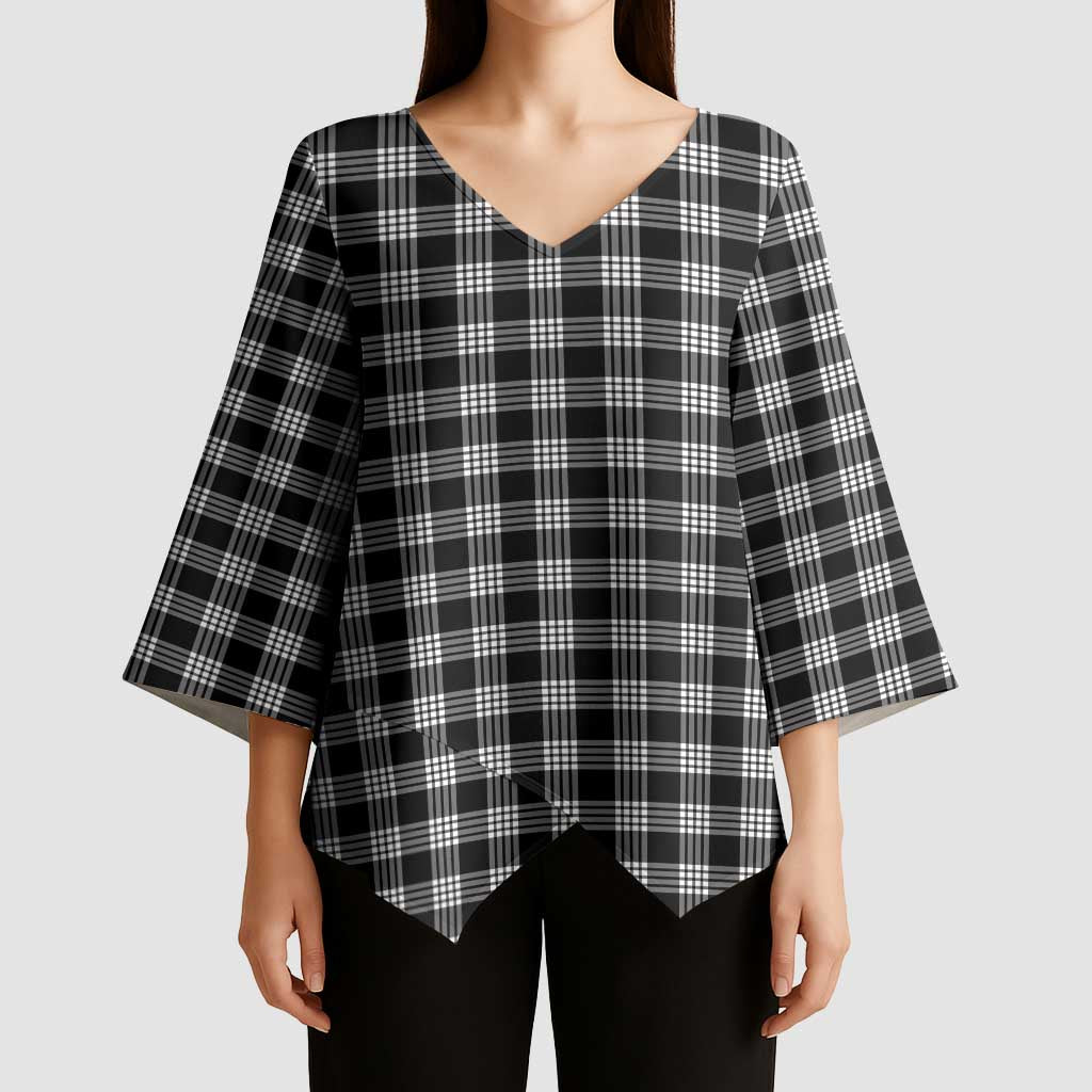 Black Japanese Palaka Pride Kimono Sleeve Blouse - Polynesian Pride