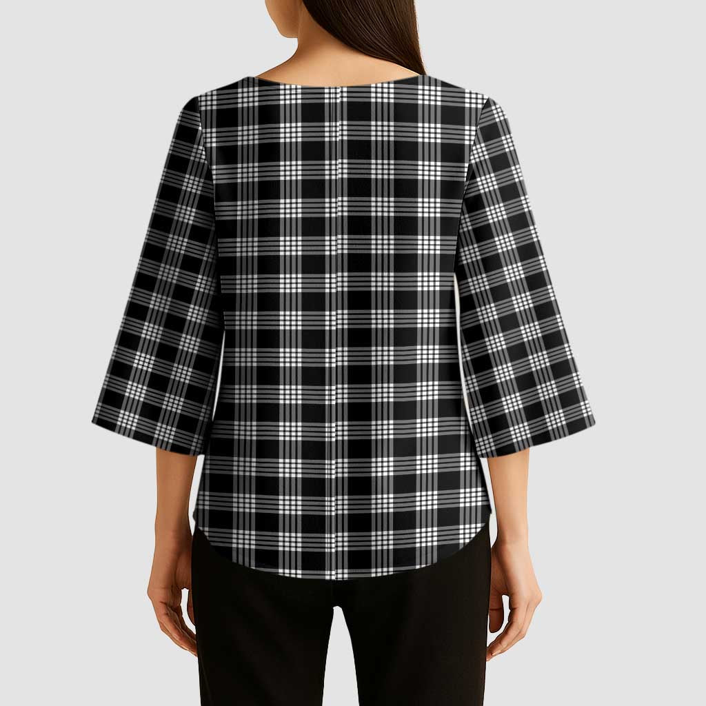 Black Japanese Palaka Pride Kimono Sleeve Blouse - Polynesian Pride