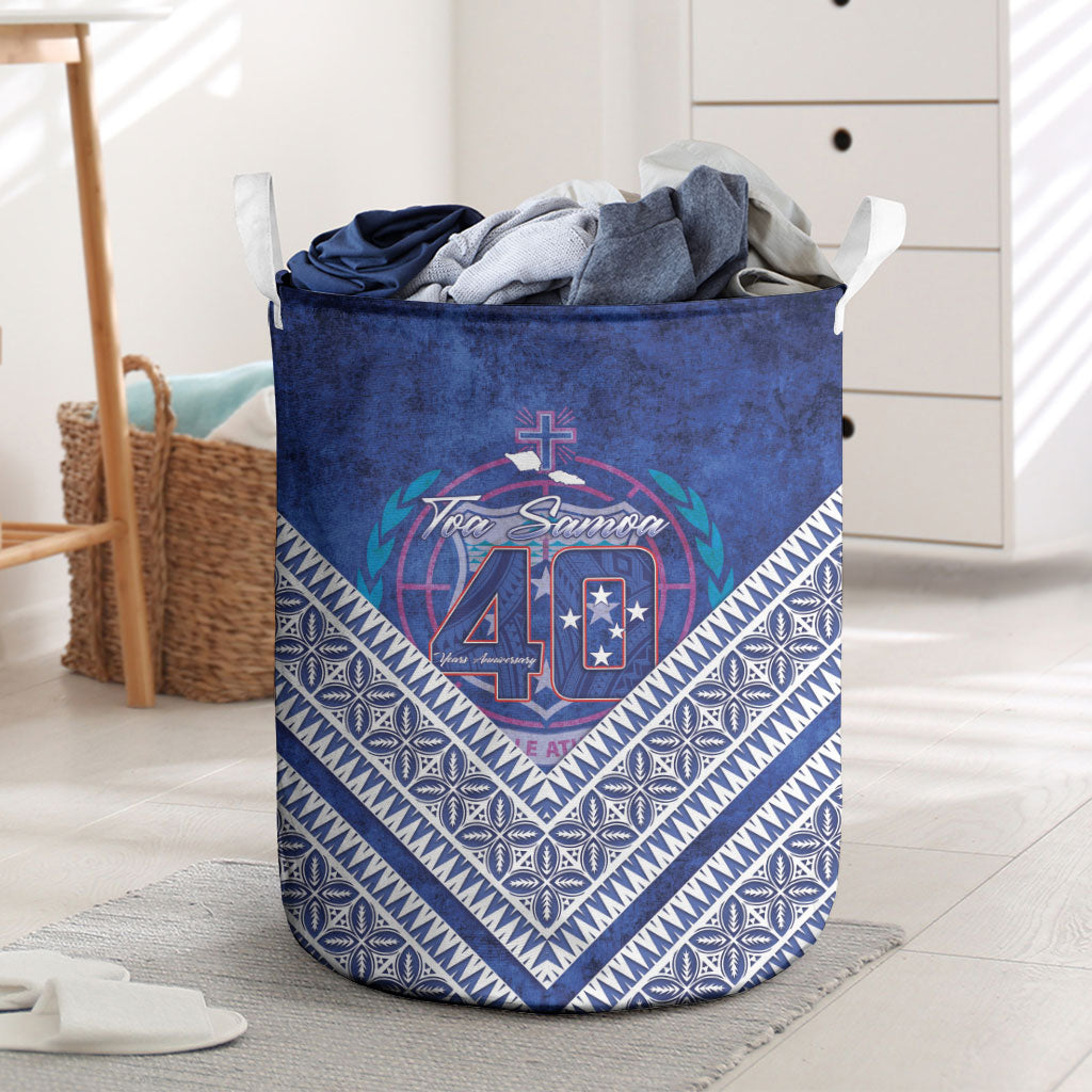 Toa Samoa Rugby Laundry Basket 40th Anniversary Samoan Siapo Pattern