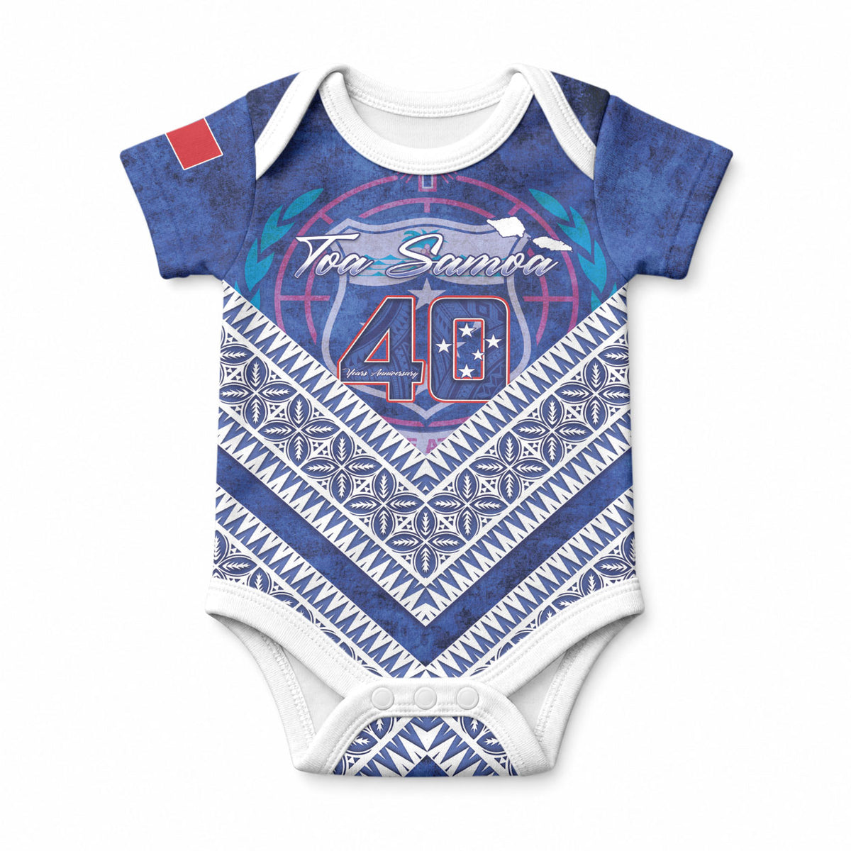 Toa Samoa Rugby Custom Baby Onesie 40th Anniversary Samoan Siapo Pattern