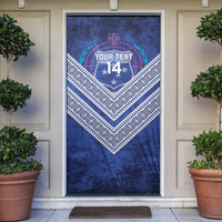 Toa Samoa Rugby Custom Door Cover 40th Anniversary Samoan Siapo Pattern LT14 Blue - Polynesian Pride