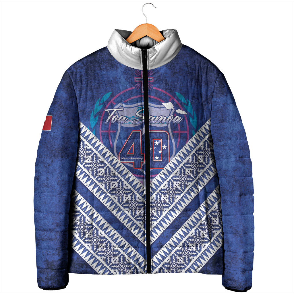 Toa Samoa Rugby Custom Padded Jacket 40th Anniversary Samoan Siapo Pattern LT14 - Polynesian Pride