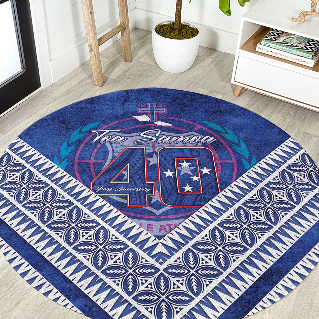 Toa Samoa Rugby Round Carpet 40th Anniversary Samoan Siapo Pattern