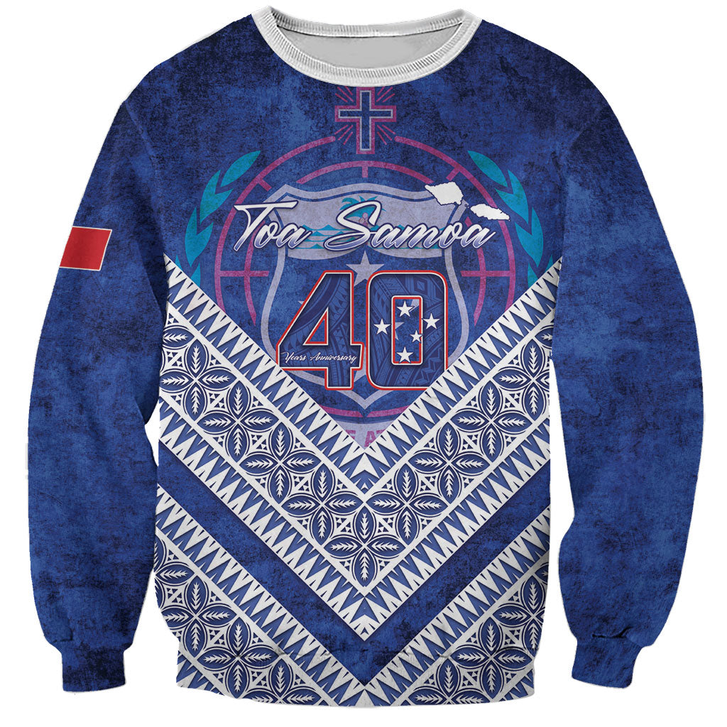 Toa Samoa Rugby Custom Sweatshirt 40th Anniversary Samoan Siapo Pattern