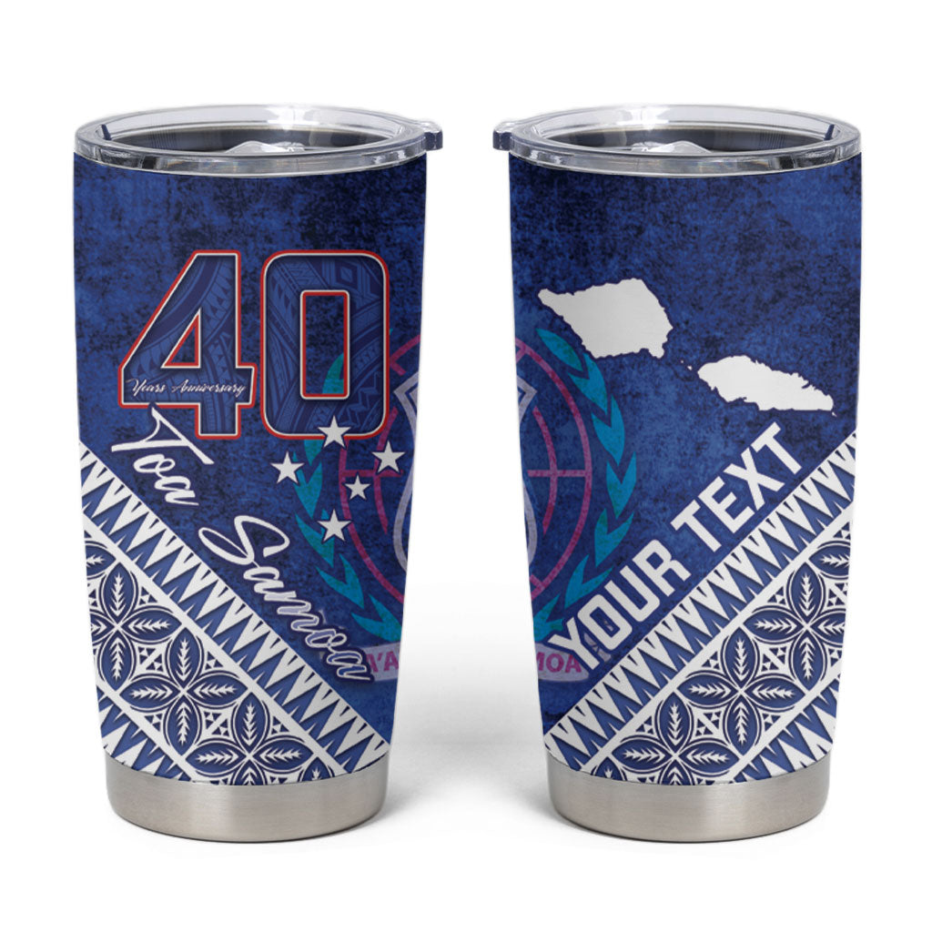 Toa Samoa Rugby Custom Tumbler Cup 40th Anniversary Samoan Siapo Pattern