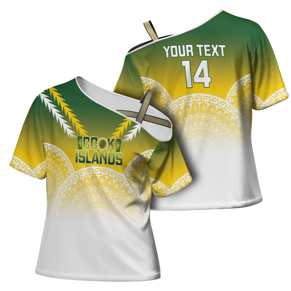 Cook Islands Rugby Custom Cross Shoulder Shirt Come On Kukis LT14 - Polynesian Pride
