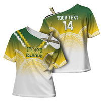Cook Islands Rugby Custom Cross Shoulder Shirt Come On Kukis LT14 - Polynesian Pride