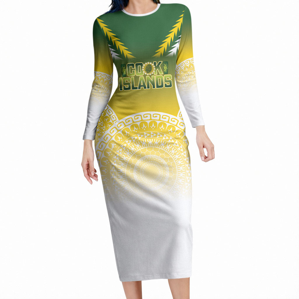 Cook Islands Rugby Custom Long Sleeve Bodycon Dress Come On Kukis
