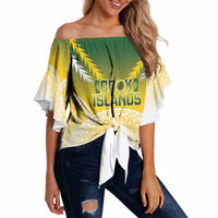 Cook Islands Rugby Custom Off Shoulder Wrap Waist Top Come On Kukis LT14 Multicolor - Polynesian Pride