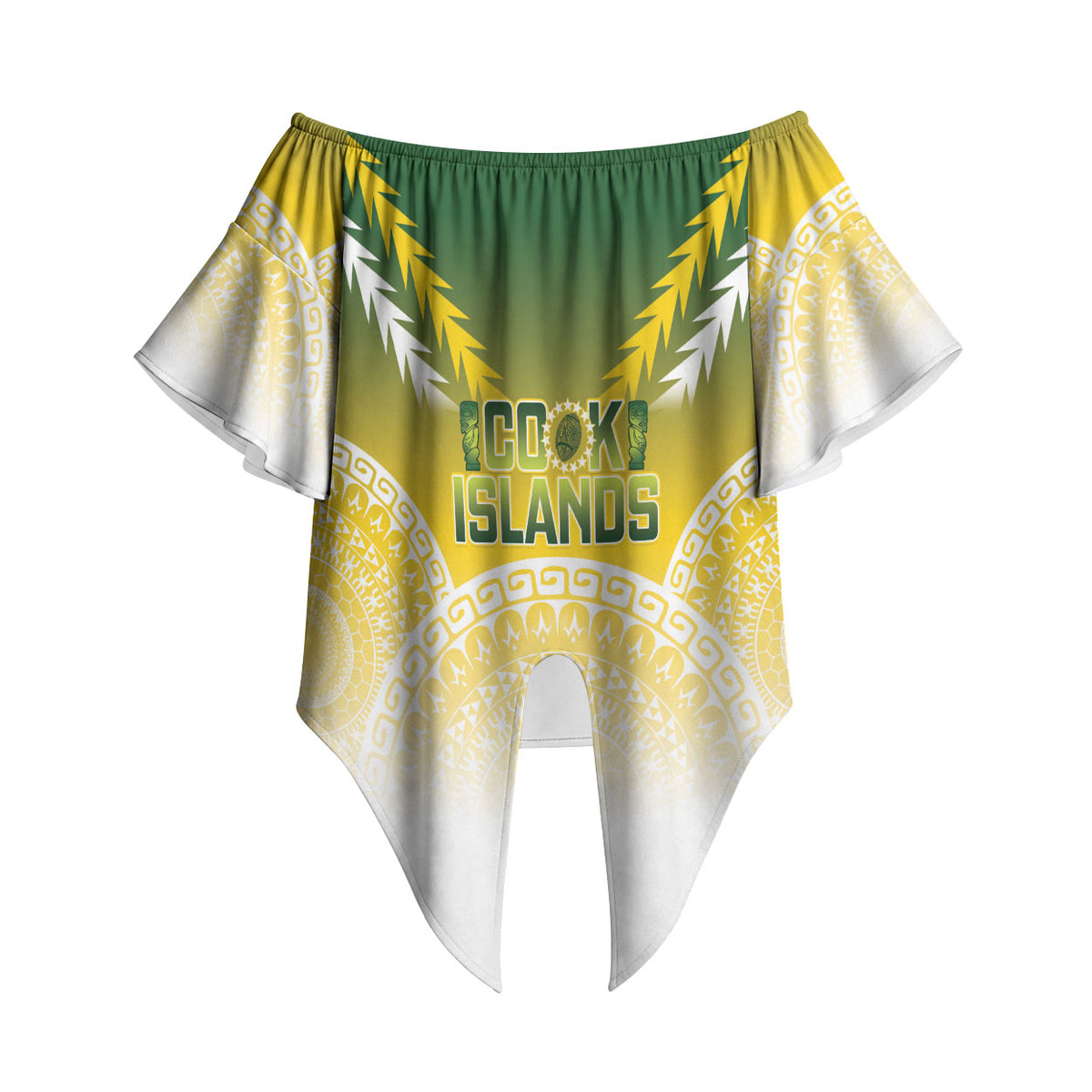 Cook Islands Rugby Custom Off Shoulder Wrap Waist Top Come On Kukis LT14 - Polynesian Pride