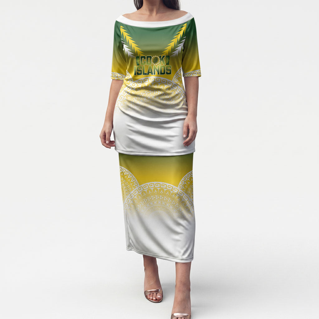 Cook Islands Rugby Custom Puletasi Come On Kukis LT14 Long Dress Multicolor - Polynesian Pride