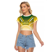 Cook Islands Rugby Custom Raglan Cropped T Shirt Come On Kukis LT14 Female Multicolor - Polynesian Pride