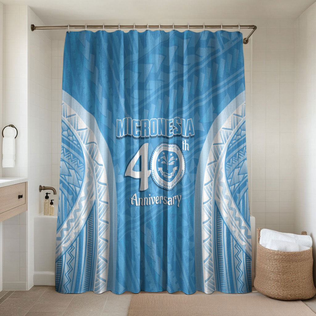Federated States of Micronesia Independence Day Bathroom Set FSM 40th Anniversary Proud LT14 Shower Curtain Only Blue - Polynesian Pride