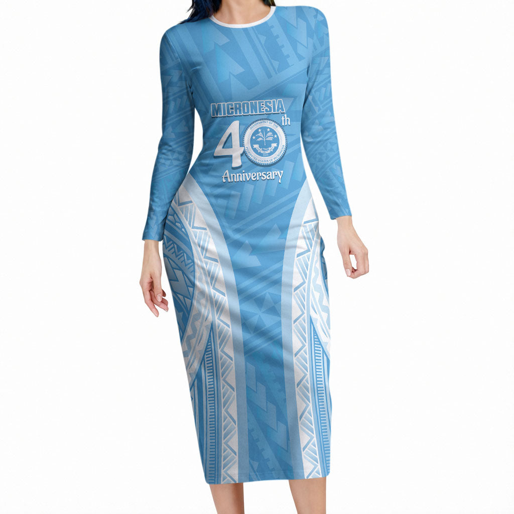 Federated States of Micronesia Independence Day Long Sleeve Bodycon Dress FSM 40th Anniversary Proud