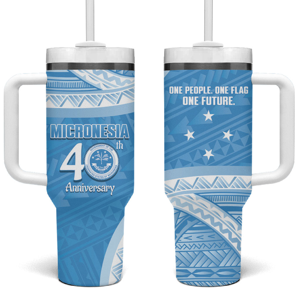 Federated States of Micronesia Independence Day Tumbler With Handle FSM 40th Anniversary Proud LT14 One Size: 40 oz Blue - Polynesian Pride