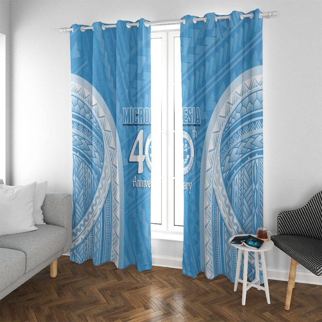Federated States of Micronesia Independence Day Window Curtain FSM 40th Anniversary Proud LT14 With Grommets Blue - Polynesian Pride
