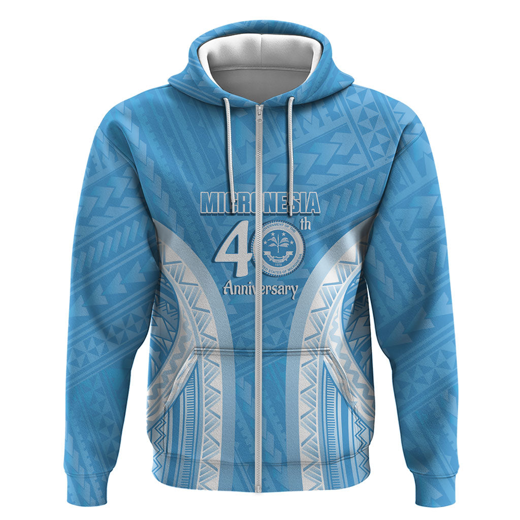 Federated States of Micronesia Independence Day Zip Hoodie FSM 40th Anniversary Proud LT14 Zip Hoodie Blue - Polynesian Pride